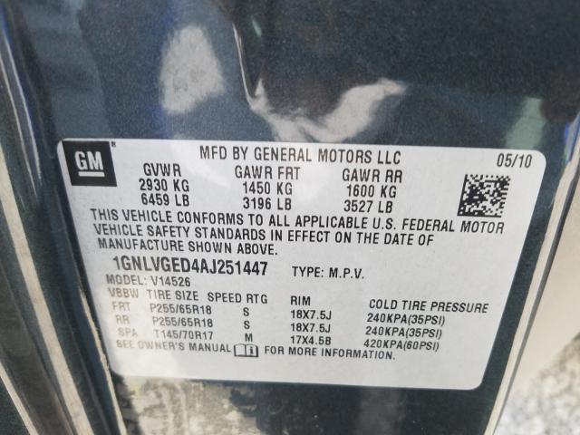 Photo 9 VIN: 1GNLVGED4AJ251447 - CHEVROLET TRAVERSE L 