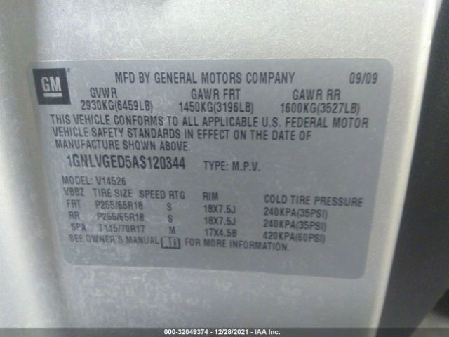 Photo 8 VIN: 1GNLVGED5AS120344 - CHEVROLET TRAVERSE 