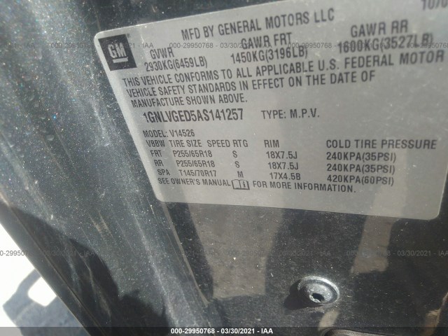 Photo 8 VIN: 1GNLVGED5AS141257 - CHEVROLET TRAVERSE 