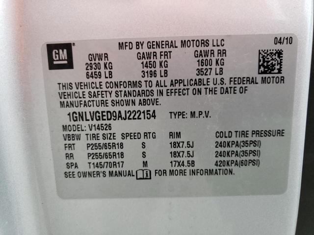 Photo 12 VIN: 1GNLVGED9AJ222154 - CHEVROLET TRAVERSE L 