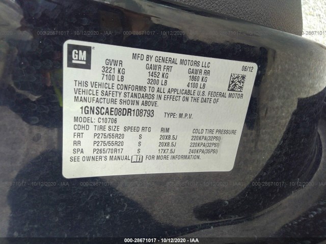 Photo 8 VIN: 1GNSCAE08DR108793 - CHEVROLET TAHOE 