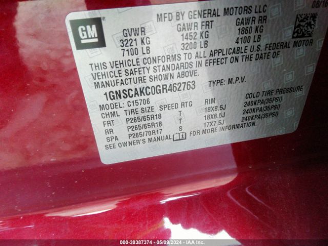 Photo 8 VIN: 1GNSCAKC0GR462763 - CHEVROLET TAHOE 