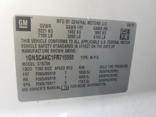 Photo 9 VIN: 1GNSCAKC1FR715555 - CHEVROLET TAHOE C150 