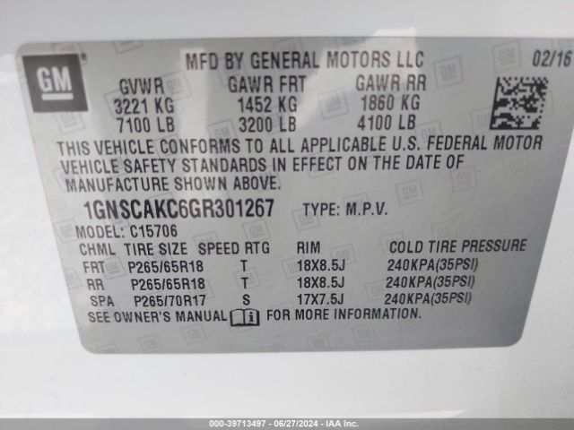 Photo 8 VIN: 1GNSCAKC6GR301267 - CHEVROLET TAHOE 