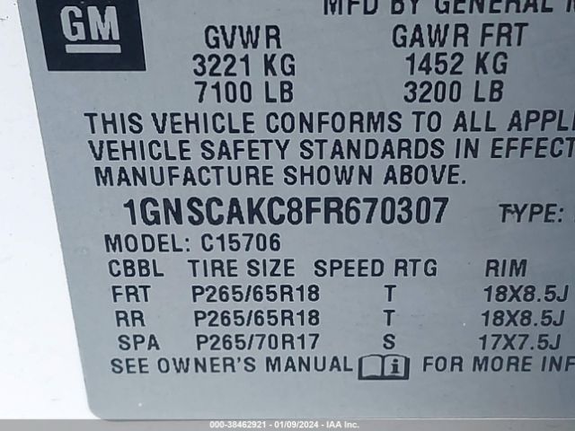 Photo 8 VIN: 1GNSCAKC8FR670307 - CHEVROLET TAHOE 