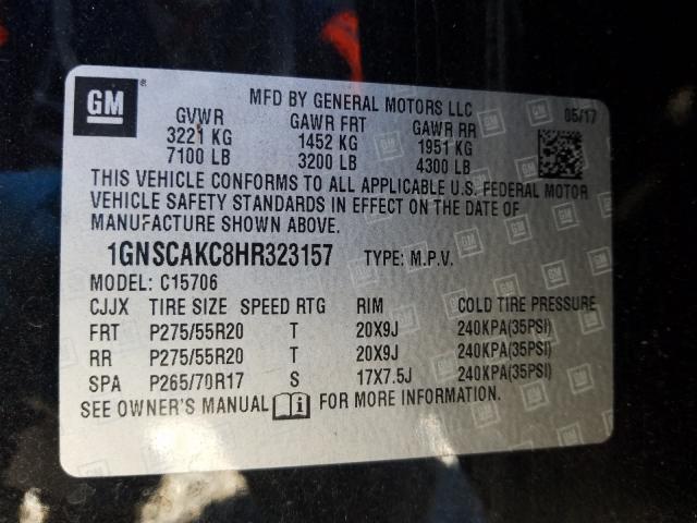 Photo 9 VIN: 1GNSCAKC8HR323157 - CHEVROLET TAHOE C150 