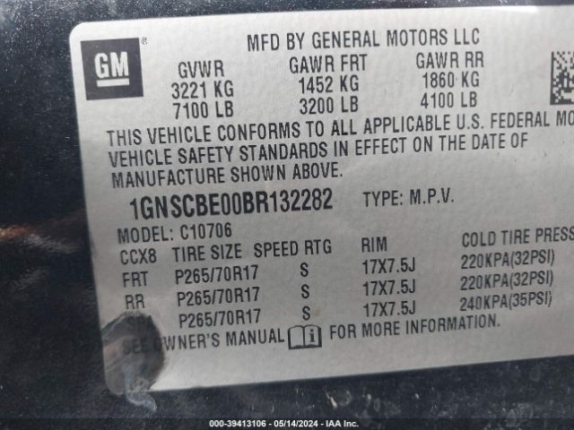 Photo 8 VIN: 1GNSCBE00BR132282 - CHEVROLET TAHOE 