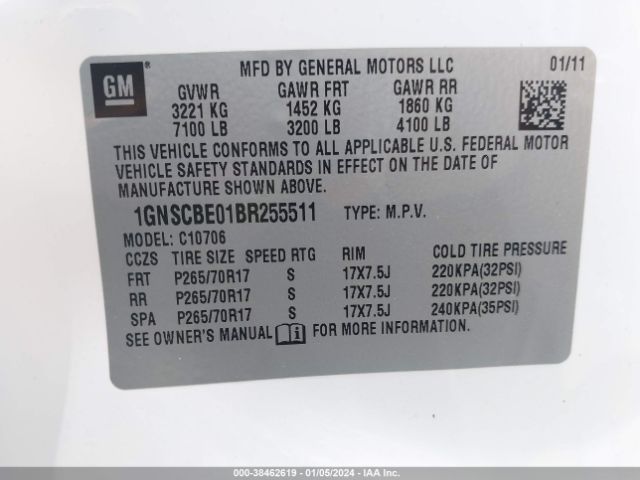 Photo 8 VIN: 1GNSCBE01BR255511 - CHEVROLET TAHOE 