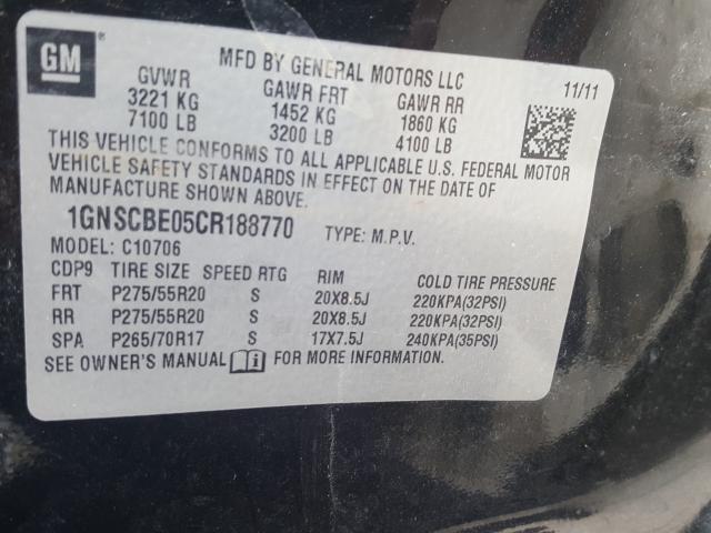 Photo 9 VIN: 1GNSCBE05CR188770 - CHEVROLET TAHOE C150 