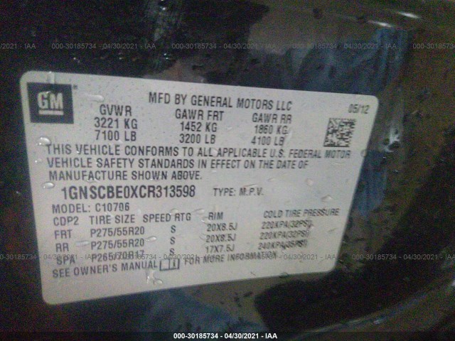 Photo 8 VIN: 1GNSCBE0XCR313598 - CHEVROLET TAHOE 