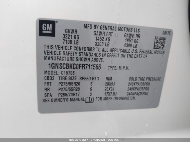 Photo 8 VIN: 1GNSCBKC0FR711566 - CHEVROLET TAHOE 