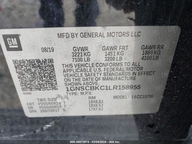 Photo 8 VIN: 1GNSCBKC1LR158955 - CHEVROLET TAHOE 