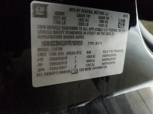 Photo 9 VIN: 1GNSCBKC6FR702855 - CHEVROLET TAHOE C150 