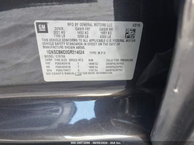 Photo 8 VIN: 1GNSCBKC6GR314624 - CHEVROLET TAHOE 