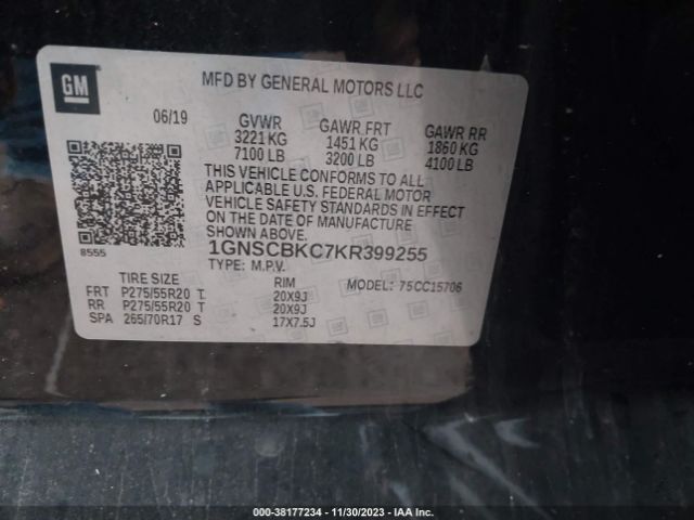 Photo 8 VIN: 1GNSCBKC7KR399255 - CHEVROLET TAHOE 