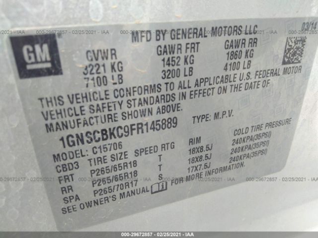 Photo 8 VIN: 1GNSCBKC9FR145889 - CHEVROLET TAHOE 