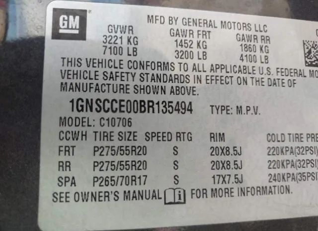 Photo 8 VIN: 1GNSCCE00BR135494 - CHEVROLET TAHOE 