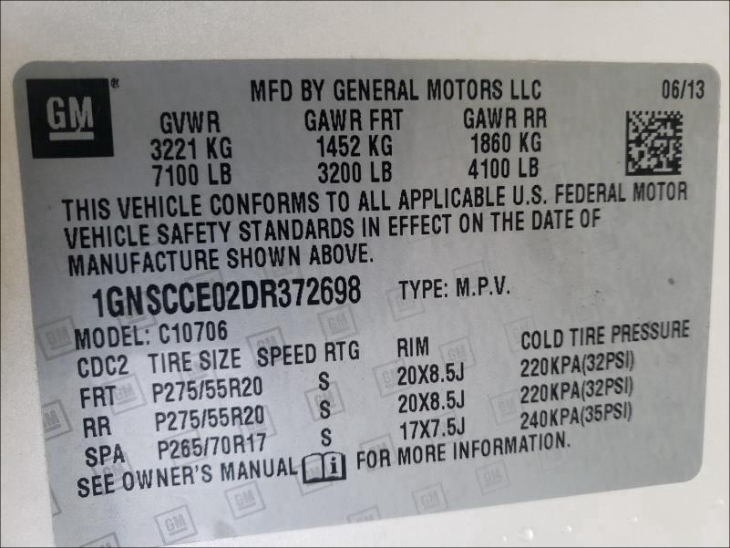 Photo 9 VIN: 1GNSCCE02DR372698 - CHEVROLET TAHOE C150 