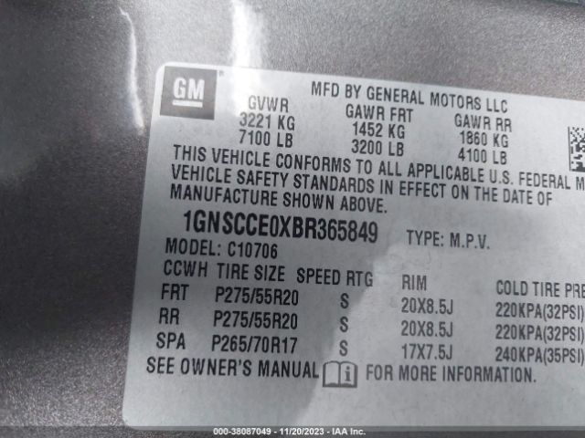 Photo 8 VIN: 1GNSCCE0XBR365849 - CHEVROLET TAHOE 