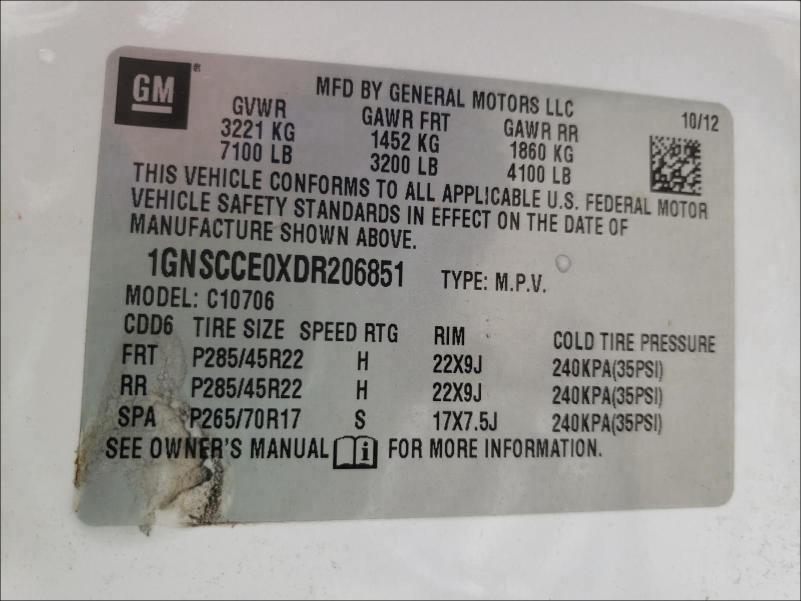 Photo 9 VIN: 1GNSCCE0XDR206851 - CHEVROLET TAHOE C150 