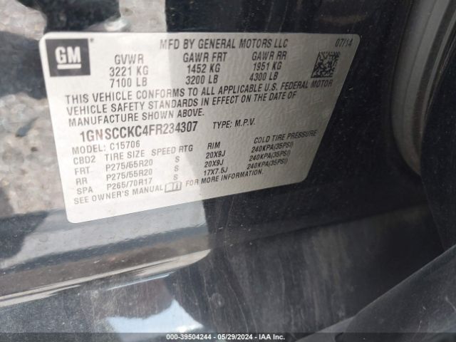 Photo 8 VIN: 1GNSCCKC4FR234307 - CHEVROLET TAHOE 