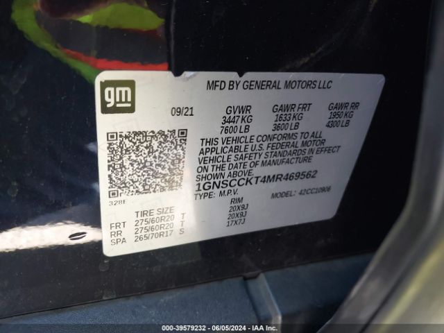 Photo 8 VIN: 1GNSCCKT4MR469562 - CHEVROLET SUBURBAN 