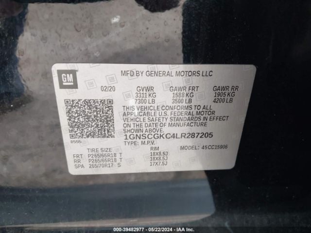 Photo 8 VIN: 1GNSCGKC4LR287205 - CHEVROLET SUBURBAN 