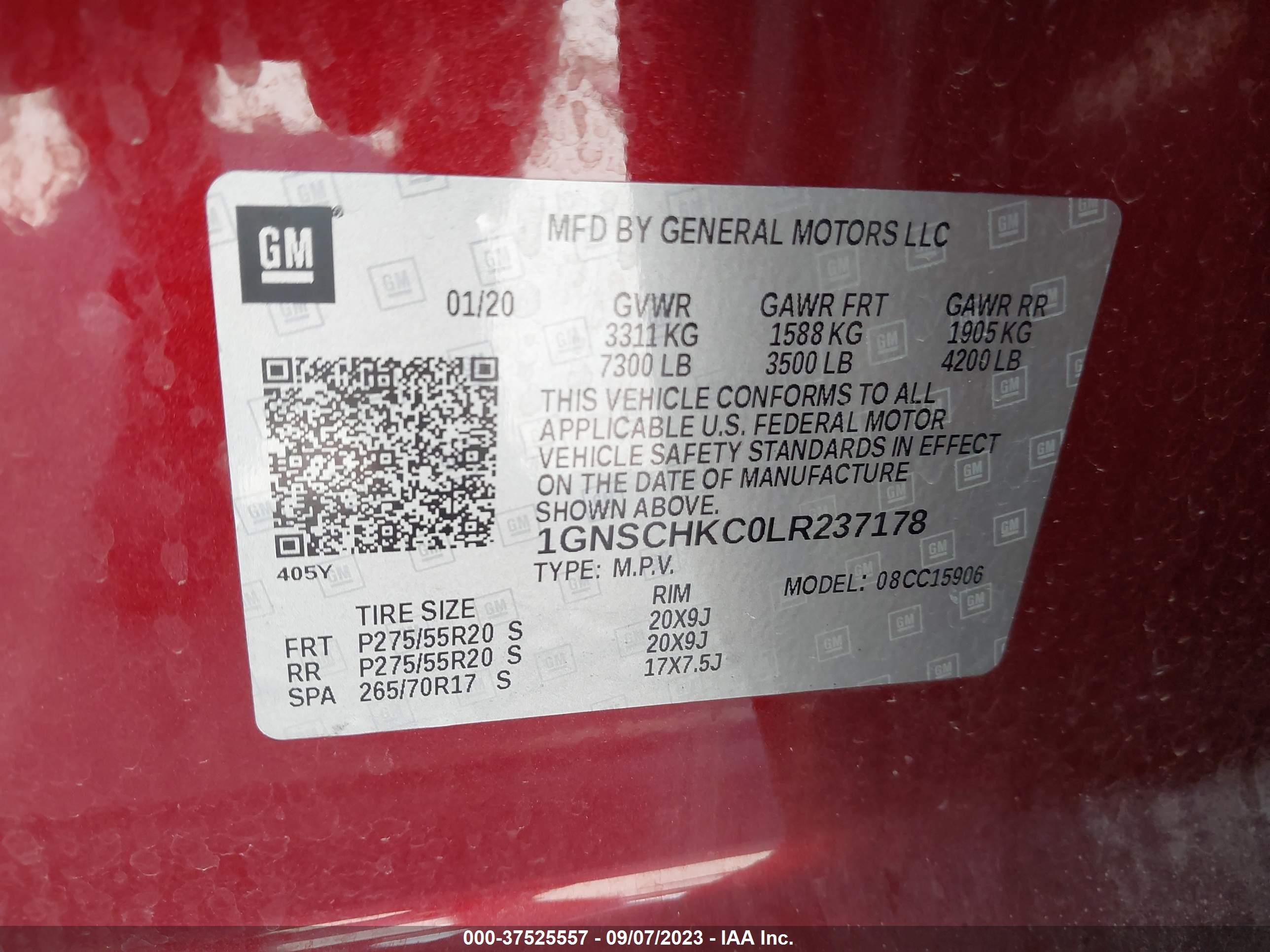 Photo 8 VIN: 1GNSCHKC0LR237178 - CHEVROLET SUBURBAN 