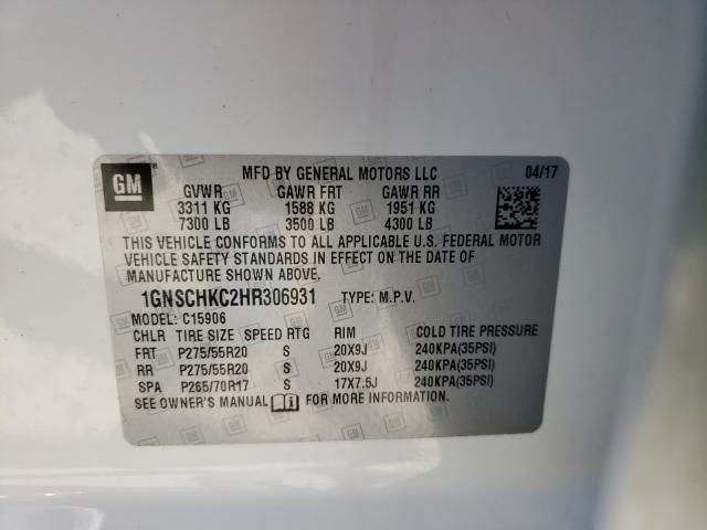 Photo 9 VIN: 1GNSCHKC2HR306931 - CHEVROLET SUBURBAN C 