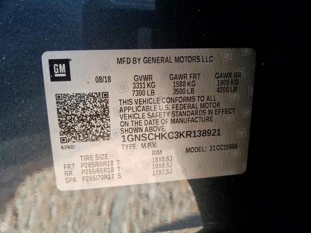 Photo 9 VIN: 1GNSCHKC3KR138921 - CHEVROLET SUBURBAN C 