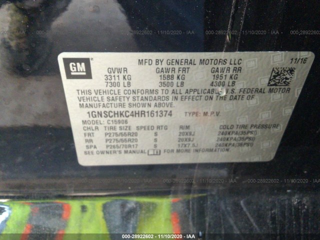 Photo 8 VIN: 1GNSCHKC4HR161374 - CHEVROLET SUBURBAN 