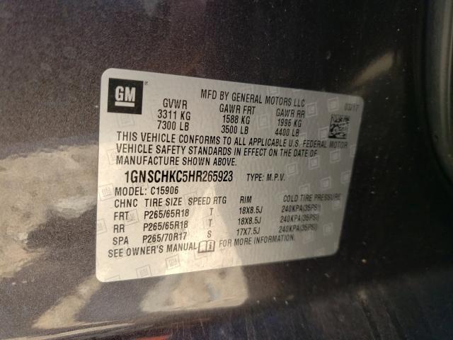 Photo 9 VIN: 1GNSCHKC5HR265923 - CHEVROLET SUBURBAN C 