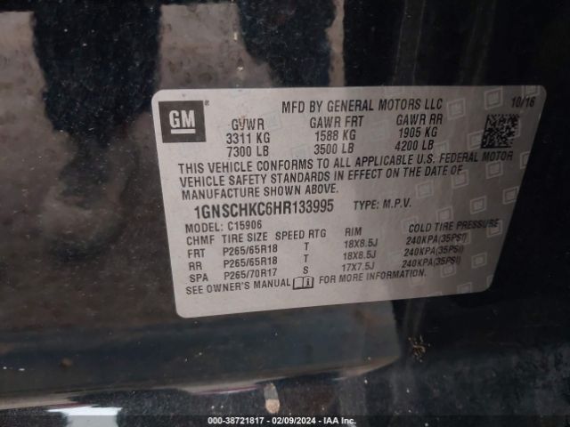 Photo 8 VIN: 1GNSCHKC6HR133995 - CHEVROLET SUBURBAN 