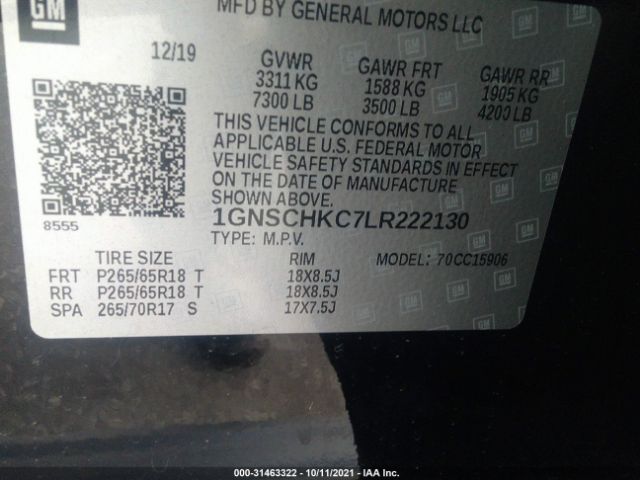 Photo 8 VIN: 1GNSCHKC7LR222130 - CHEVROLET SUBURBAN 