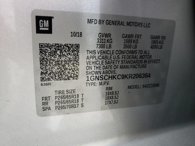 Photo 12 VIN: 1GNSCHKC9KR206364 - CHEVROLET SUBURBAN 