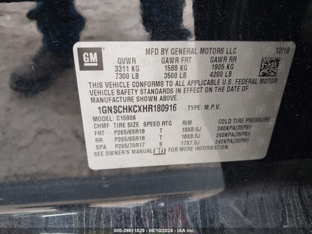 Photo 8 VIN: 1GNSCHKCXHR180916 - CHEVROLET SUBURBAN 