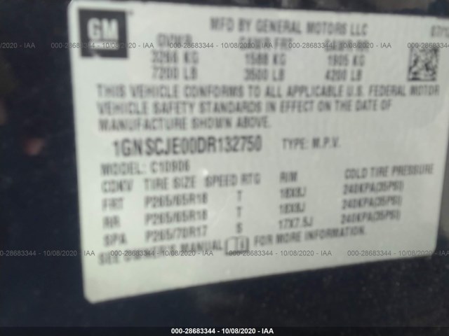 Photo 8 VIN: 1GNSCJE00DR132750 - CHEVROLET SUBURBAN 