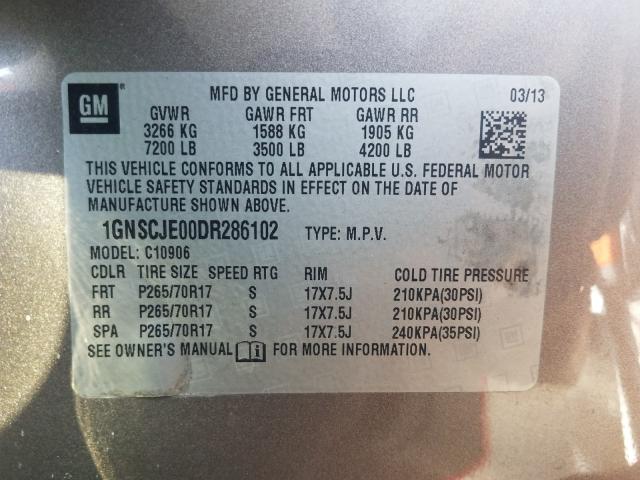 Photo 9 VIN: 1GNSCJE00DR286102 - CHEVROLET SUBURBAN C 