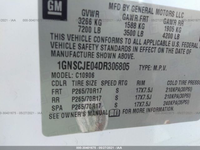 Photo 8 VIN: 1GNSCJE04DR306805 - CHEVROLET SUBURBAN 