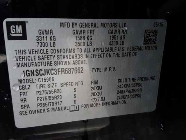 Photo 9 VIN: 1GNSCJKC3FR687662 - CHEVROLET SUBURBAN C 