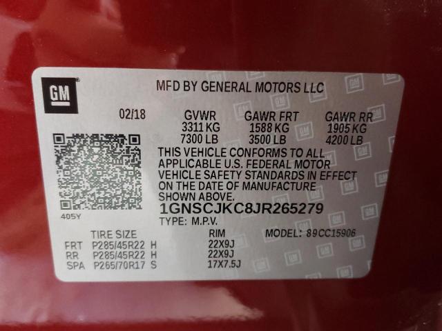 Photo 12 VIN: 1GNSCJKC8JR265279 - CHEVROLET SUBURBAN 