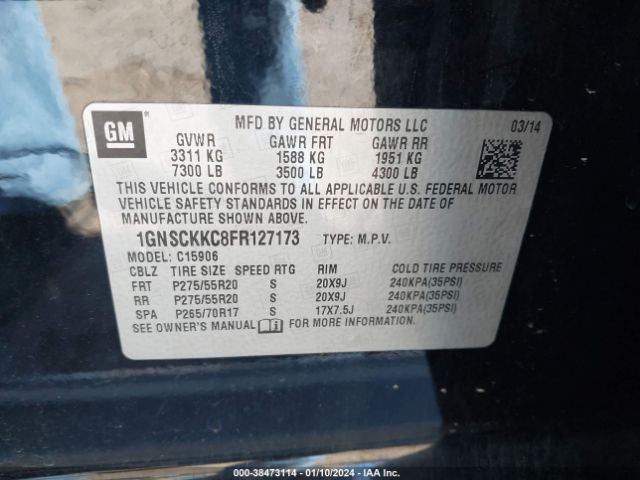 Photo 8 VIN: 1GNSCKKC8FR127173 - CHEVROLET SUBURBAN 1500 