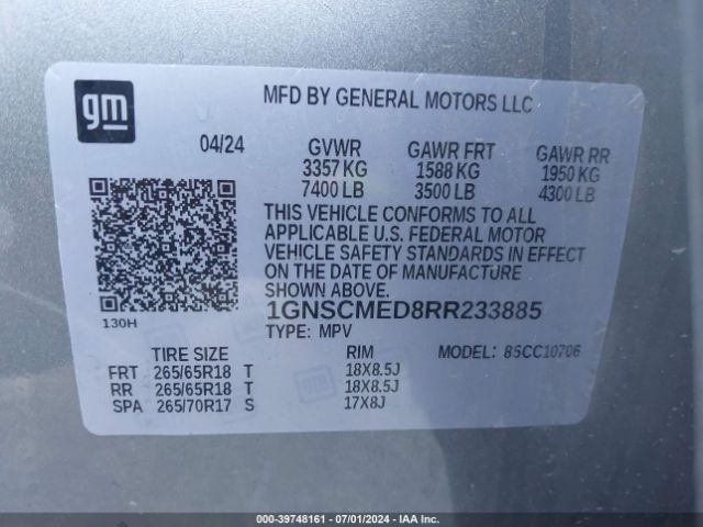 Photo 8 VIN: 1GNSCMED8RR233885 - CHEVROLET TAHOE 