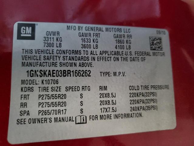 Photo 9 VIN: 1GNSKAE03BR166262 - CHEVROLET TAHOE K150 