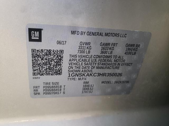 Photo 11 VIN: 1GNSKAKC3HR350026 - CHEVROLET TAHOE K150 