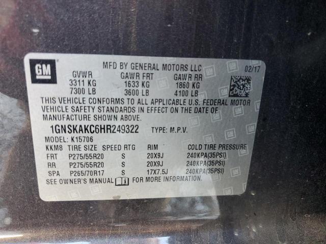 Photo 12 VIN: 1GNSKAKC6HR249322 - CHEVROLET TAHOE K150 