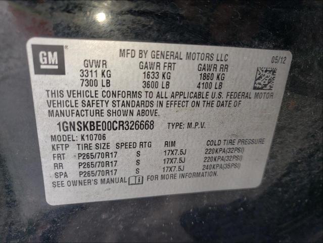 Photo 9 VIN: 1GNSKBE00CR326668 - CHEVROLET TAHOE K150 