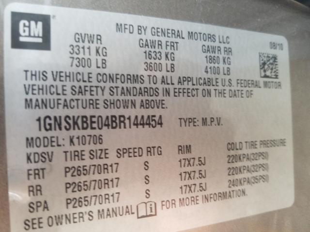 Photo 9 VIN: 1GNSKBE04BR144454 - CHEVROLET TAHOE K150 