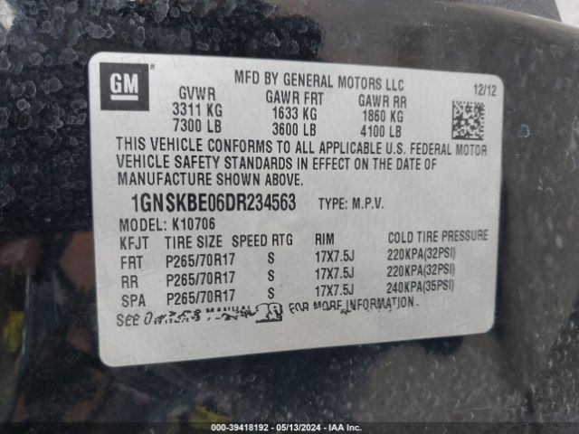 Photo 8 VIN: 1GNSKBE06DR234563 - CHEVROLET TAHOE 