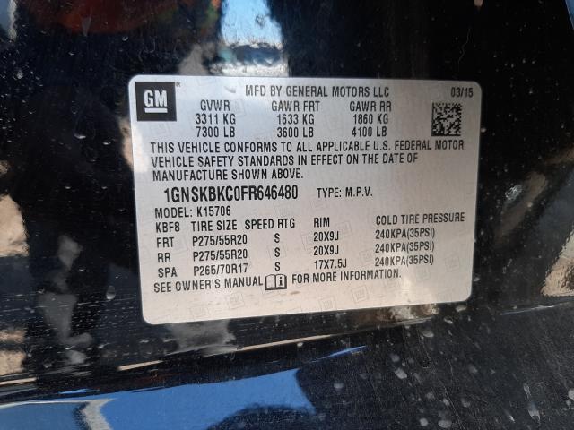 Photo 9 VIN: 1GNSKBKC0FR646480 - CHEVROLET TAHOE K150 